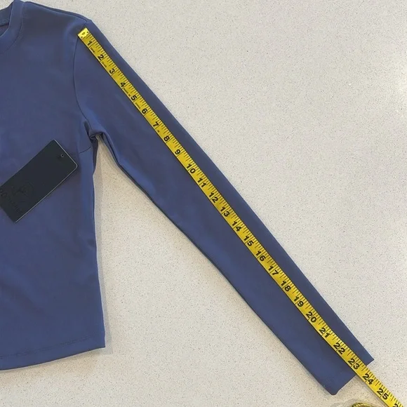 NWT 90 Degree By Reflex Womens Skylar Ribbed Henley & Ribbed Blue Long Sleeve XS - Picture 2 of 8